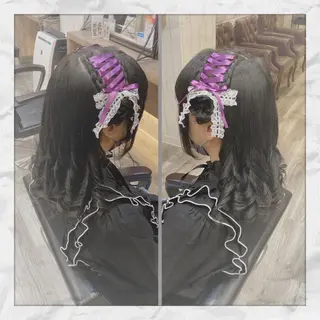 セミロング ヘアアレンジ ヘアセット/着付け 𓇼 松本 夏美𓇼のヘアスタイル