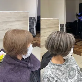 ショート カラー 太白区白髪ぼかし/ ボブカット/千葉達人のヘアスタイル