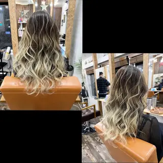 セミロング カラー ✯カラー&編み込み エクステ✯池田智博✯のヘアスタイル