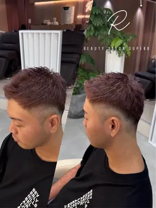 ショート カラー メンズ R/🤎 パーマ&ブリーチ🔥のヘアスタイル