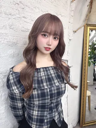 ロング カットカラー🩷 五島桜樫のヘアスタイル