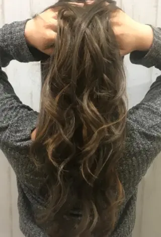 ロング カラー パーマ ヘアアレンジ メンズ チビ編み込みエクステ シールEXどぅ〜すのヘアスタイル