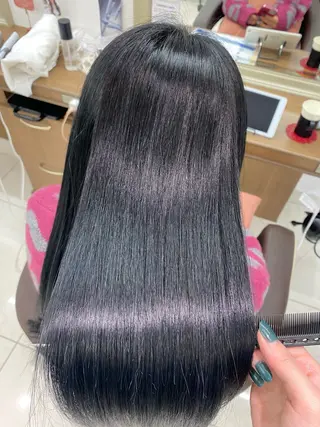 ロング カラー パーマ 長妻莉央/縮毛矯正 髪質改善カラーのヘアスタイル