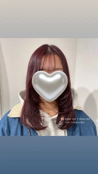 セミロング レイヤーカット🩵 盛れ顔周り/Miuのヘアスタイル