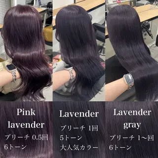 ロング カラー 暗髪🩶ラベンダー/ ブルー/ユウナ🤍のヘアスタイル