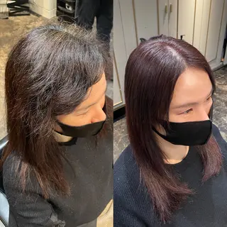 セミロング カラー 縮毛矯正専門店店長 佐々木動画モデル募集のヘアスタイル