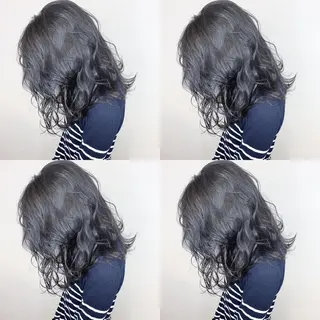 セミロング カラー 韓国レイヤーカット/ ダブルカラーのヘアスタイル