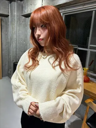 ロング カットモデルレイヤー 暖色カラー モカ🎶のヘアスタイル