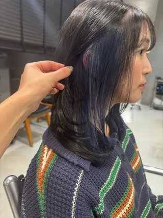 セミロング カラー パーマ ヘアアレンジ 透明感/オリーブ/ グレージュ/YUKAのヘアスタイル