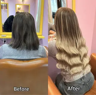 ロング シール＋ちび編み込み エクステ梅田🐨のヘアスタイル