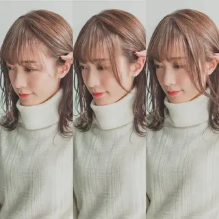 ミディアム カラー Le'a銀座所属・前髪/顔周り /レイヤー/秋山 元のヘアスタイル