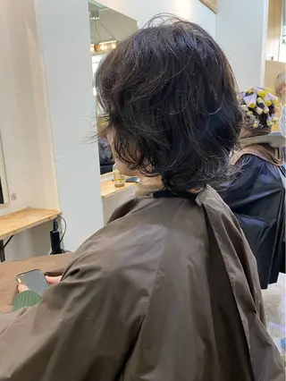 ミディアム パーマ メンズ 森貴裕/ベージュ/ パーマ/オリーブのヘアスタイル