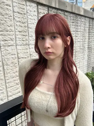 ロング カラー ブリーチしない暖色 カラー🥀杉 優菜のヘアスタイル