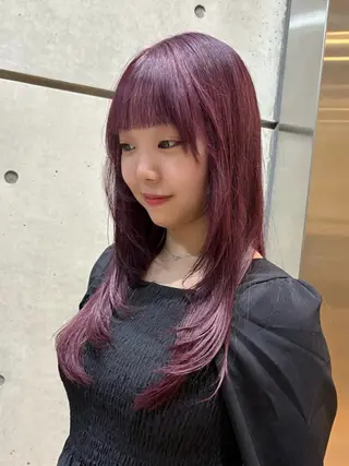 ロング カラー 暖色カラーワンカラー ななほ🌷⋆⭒˚のヘアスタイル