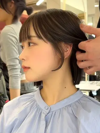 ミディアム カラー 山崎/ボブ縮毛矯正 レイヤー髪質改善のヘアスタイル