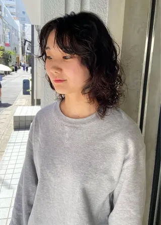 セミロング パーマ 古川 祥久のヘアスタイル