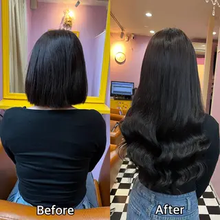 ロング シール＋ちび編み込み エクステ梅田🐨のヘアスタイル