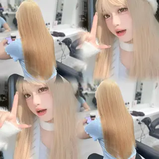 ロング カラー ハイトーン/ダブルカ ラー/RINKA🎀のヘアスタイル