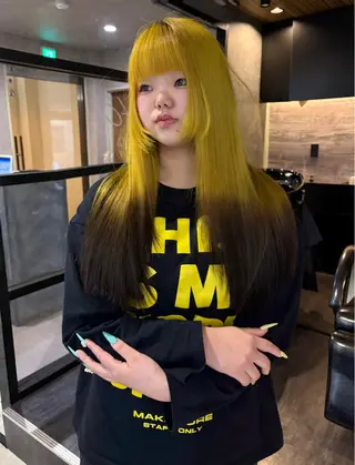 ロング レイヤーカット/韓国 /艶髪/ダブルカラーのヘアスタイル