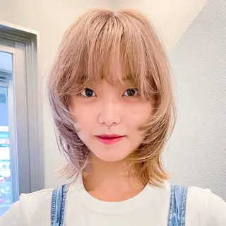 ミディアム カラー 🍭ハイトーン/レイ ヤーカット🍭チャンのヘアスタイル