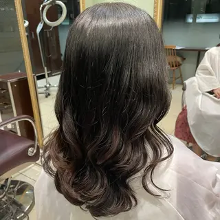 セミロング パーマ 韓国風パーマ🌿コテ 巻き風パーマ/るいのヘアスタイル