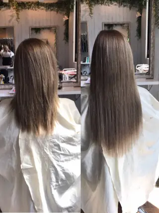 ロング カラー チビ編み込みエクステ シールエクステのヘアスタイル