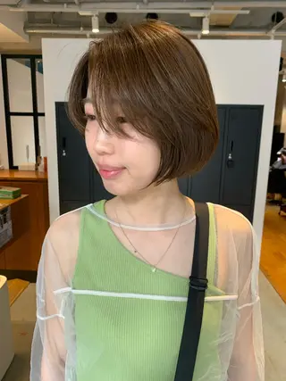 ショート カラー ボブパーマ 艶カラー/横山大樹のヘアスタイル