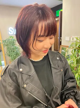 ミディアム カラー パーマ tatsumi/ボブ ウルフ/レイヤーのヘアスタイル