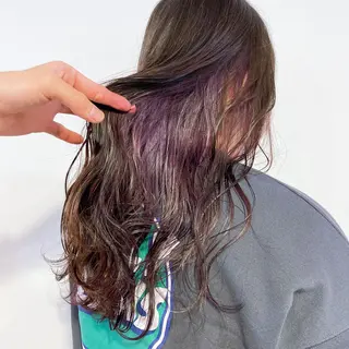 ロング カラー ヘアアレンジ 切りっぱなしボブ/ デザインカラー店長のヘアスタイル
