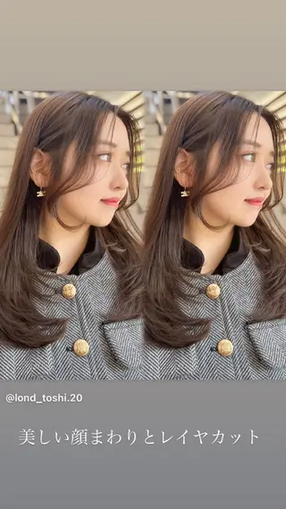 セミロング カラー レイヤー❣️縮毛矯正 川村利幸のヘアスタイル