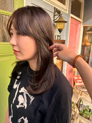 セミロング カラー 清水千優/パーマ/透 明感カラー/メンズのヘアスタイル