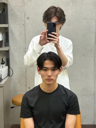 ミディアム パーマ メンズ 山口 陽平のヘアスタイル