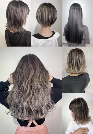 セミロング カラー _WHITE 高槻のヘアスタイル