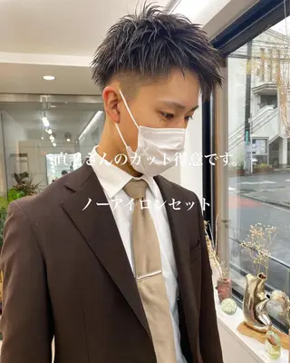 ショート カラー パーマ ヘアアレンジ メンズ 【池袋/スパイキー ショート】ⓝⓘⓜⓤのヘアスタイル