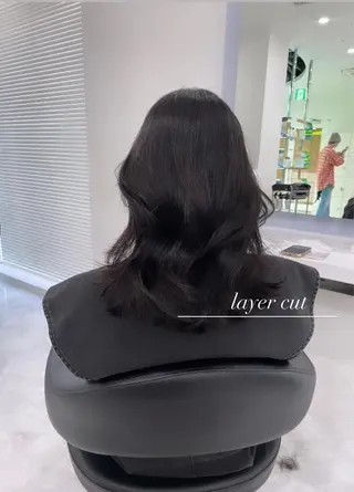 セミロング カラー ヘアアレンジ Ella所属・nana【艶髪】/ レイヤー/縮毛矯正のヘアスタイル