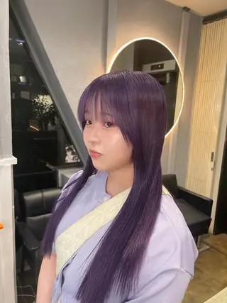 ロング カラー TATSUブリーチ/ ミルクティーベージュのヘアスタイル