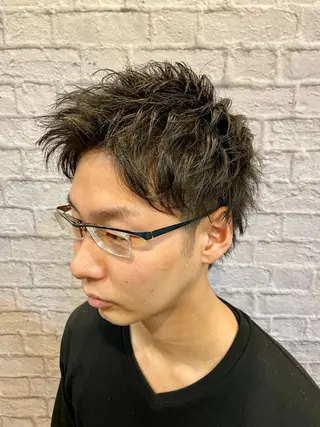 ショート カラー パーマ ヘアアレンジ メンズ 💈メンズ特化 副店長松浦一聖💈のヘアスタイル