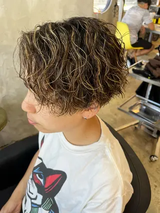 ショート カラー パーマ メンズ 🌀rooomen/ 龍之介/メンズサロンのヘアスタイル