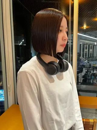 ミディアム ボブ&透明感カラー ♡TOMOEのヘアスタイル
