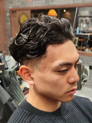 ショート メンズ パーマ FourCornersCutShop3/cent栄フェード刈り上げメンズ専門所属・フェード/パーマ☀ 安部佑希のヘアスタイル