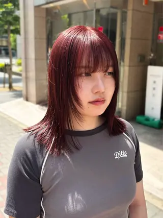 ミディアム カラー ハイトーン/ウルフ/ レイヤー/Asukaのヘアスタイル