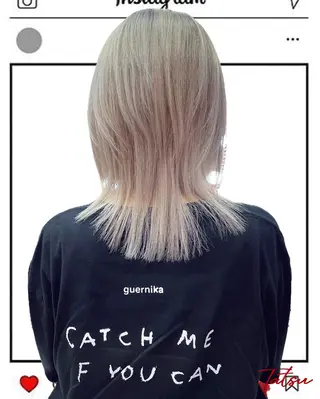 ミディアム カラー Tatsu/newi 大分 ハイトーンのヘアスタイル