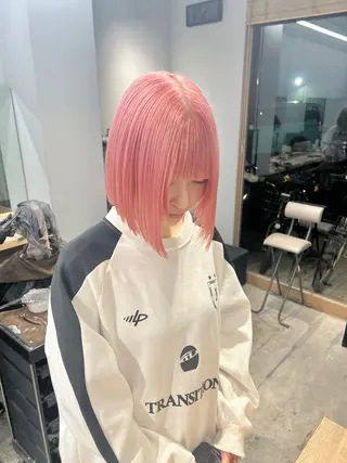 ショート カラー SALOWIN柏Suite所属・ブリーチ毛の縮毛矯正 ハイトーン/岡本智樹のヘアスタイル