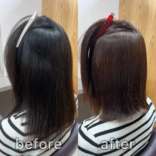 ミディアム カラー パーマ KIZU 髪質改善 オカルト怪談のヘアスタイル