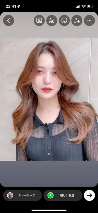 ロング カラー 韓国レイヤーカット/ ダブルカラーのヘアスタイル