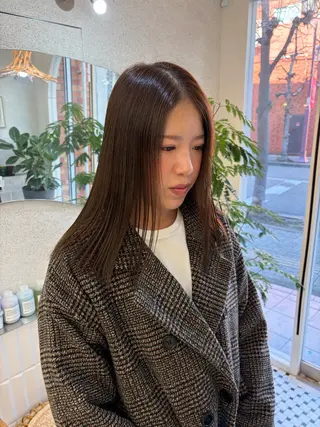セミロング リン🔔ボブ cut ベージュカラー🤎のヘアスタイル