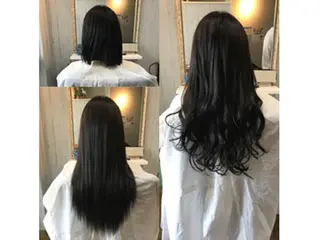 ロング カラー ヘアアレンジ チビ編み込みエクステ シールEXどぅ〜すのヘアスタイル