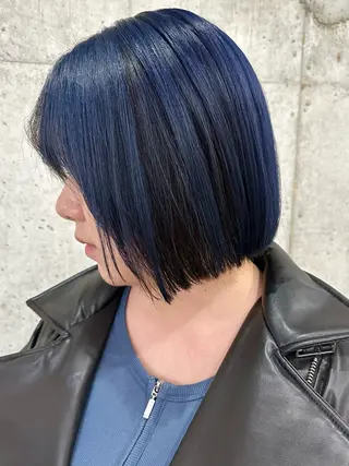 ショート 切りっぱなしボブ/ デザインカラー店長のヘアスタイル