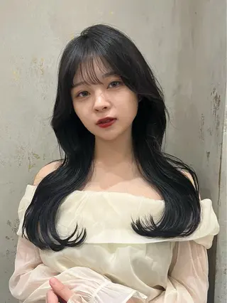 セミロング 山崎/ボブ縮毛矯正 レイヤー髪質改善のヘアスタイル