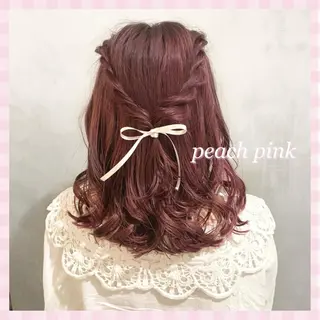 セミロング カラー ヘアアレンジ 💗ガーリーヘア🎀 saki💗のヘアスタイル
